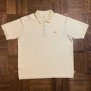 Tommy Bahama Mens XL Yellow Supina Cotton Short Sleeve Sport Polo Shirt